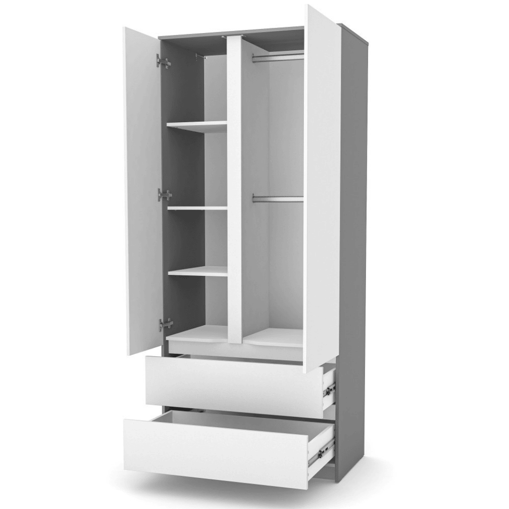 Dětska šatní skřín Lovitto 900 Gekko Kids, Bílá / Grafitová